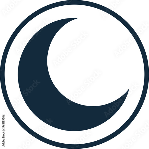 Crescent Moon Symbol Inside a Circle - Minimalist Celestial Icon