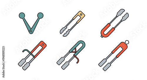 Grill Tongs Line art vector minimal abstract clean shapes