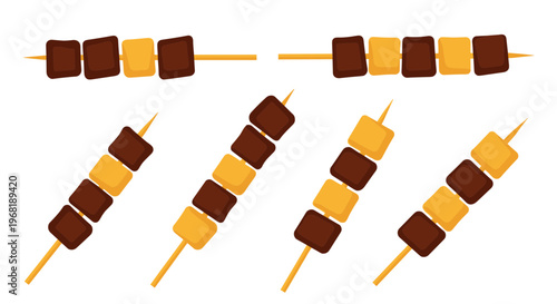 Colorful illustration of skewered food.