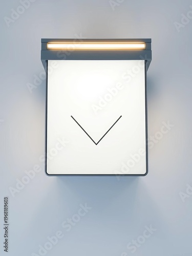 Minimalist kiosk pictogram, sharp geometric lines, stark white background, graphic design element, overhead perspective,  modern,  pictogram