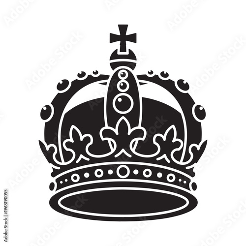Solid Royal Crown Icon - Minimalist King and Queen Silhouette for Leadership, Luxury and Award Branding