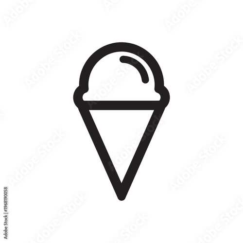 Minimalist Ice Cream Cone Silhouette - Simple Summer Dessert Symbol for Cafe and Sweet Shop Branding