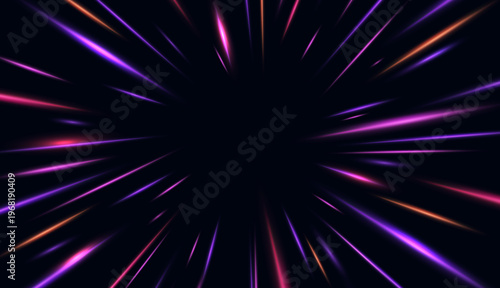 Abstract neon blue background with glowing light beams and dynamic energy. Futuristic digital design with gradient glow, laser effects and modern technology style.