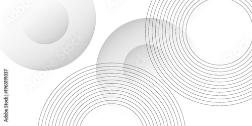 Foto Abstract White Minimalist Geometric Background with Gradient Circles and Thin Li