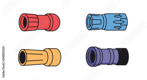 Gun muzzle brake Line art simple abstract colorful shapes vector