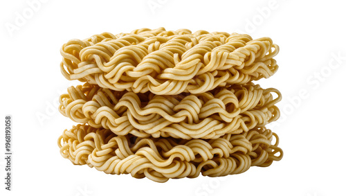 фотографія Pile of dry instant ramen noodles a savory snack food, isolated on transparent b