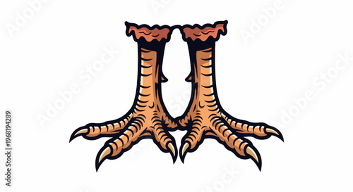 Stylized illustration of two bird legs and talons