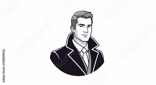 Stylized portrait of a man in a suit with a coat collar