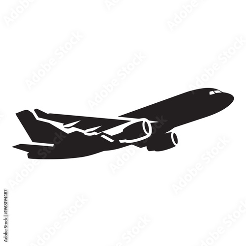 Bold Airplane Flight Silhouette - Minimalist Aircraft Symbol for Travel, Tourism and Aviation Design