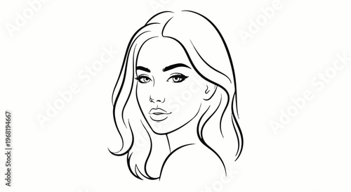 Stylized portrait of a young woman with wavy hair