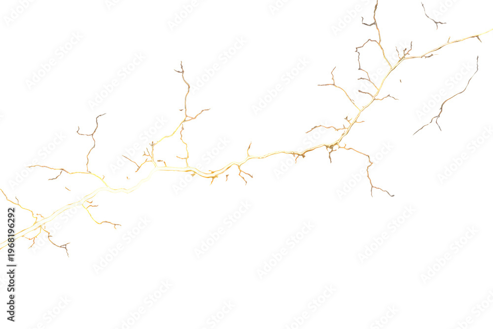 Fototapeta premium Lightning strike with branching electrical discharge creating a powerful visual effect on transparent background
