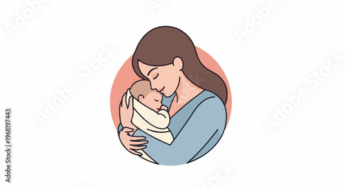 Tender moment mother gently cradles sleeping infant