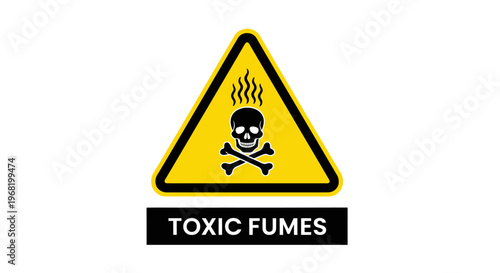 Toxic Fumes Warning Sign with Skull and Crossbones Symbol on Isolated White Background