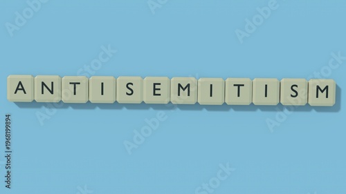 Tablou pe pânză Antisemitism concept - wooden letter tiles block spelling the word, social issue