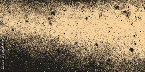 A golden sunset glows over the beach and city as nature meets the grunge texture of a dirty stone wall and old concrete surface patterned with rough sand and brown paper