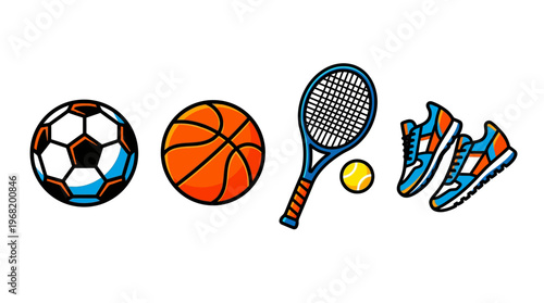 Sports equipment for various games.
