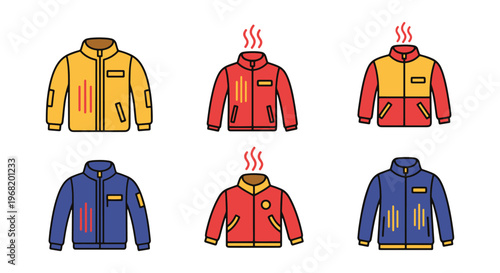 Heated jacket Line art vector abstract color shapes illustration