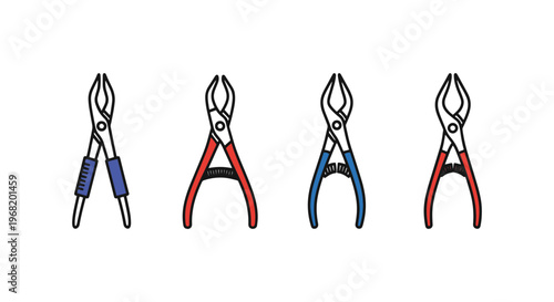 Hemostat Line art vector set abstract color shapes