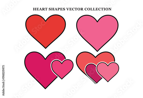 Red heart icon set vector illustration isolated on white background
