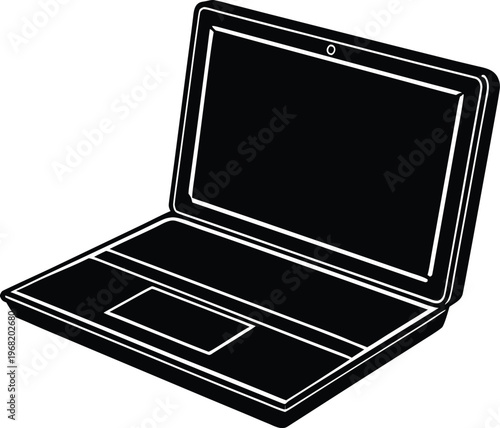 Black Silhouette of an Open Laptop Computer technology