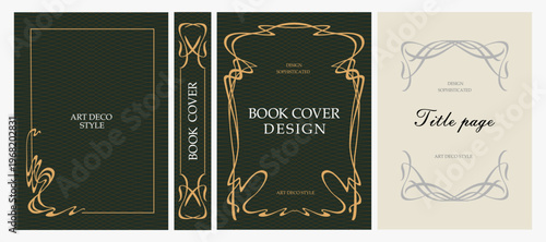 Fotografia Classic vintage book cover, title page, spine design with Art Deco, Baroque, Art Nouveau and Victorian ornaments