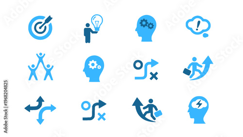 Icons focused on strategy, planning, analysis, and business decision-making.