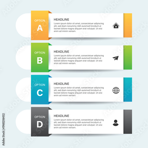A colorful infographic template with four options for presenting information in a visually appealing way