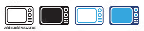Antique television icon set vintage retro TV outline and solid vector illustration collection