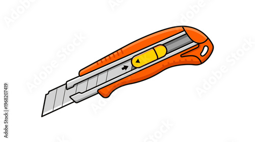 Utility knife with orange handle.