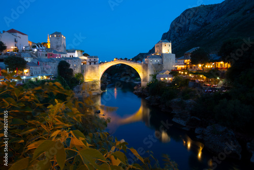 Bild auf Leinwand A bridge located on the Neretva River in the city of Mostar, Bosnia and Herzegovina