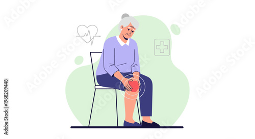 Elderly Woman Suffering From Knee Pain, Arthritis, Joint Inflammation, Healthcare Concept