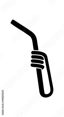 Reusable straw icon with hand holding. metal straw, eco friendly, sustainable, zero waste, drinking straw, washable, cup accessory. flat vector illustration isolated on white background.