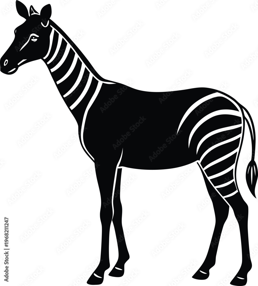 Obraz premium Stylized black silhouette of a zebra with white stripes