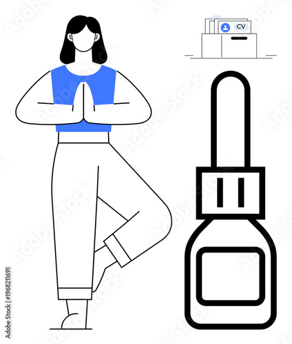 Yoga concept. Yoga balancing relaxation and mindfulness with modern self-care efforts. Yoga s a holistic approach combining health, beauty, and organization. Suitable for wellness apps, beauty