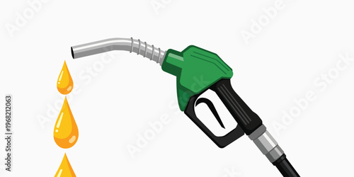 Fuel Dispenser Icon: A fuel dispenser drips droplets, depicting an abstract gasoline representation against a clean backdrop. 