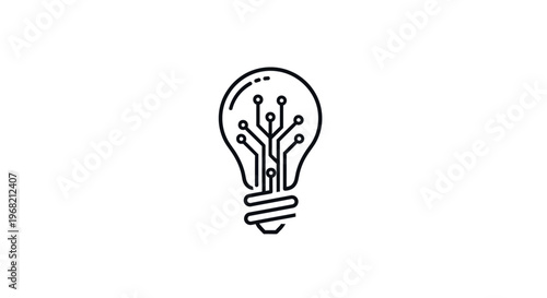 Simple black line art light bulb.