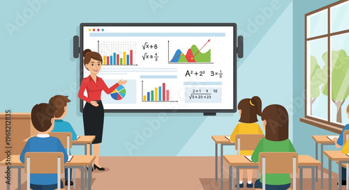 Teacher presenting to students in classroom.