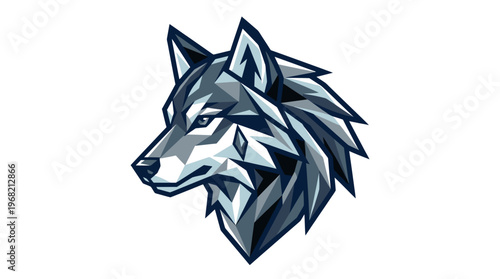 Wolf head profile illustration side view.