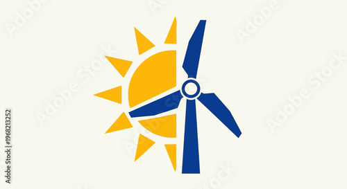 Wind turbine renewable energy symbol icon.