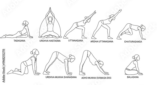 woman doing various yoga poses.