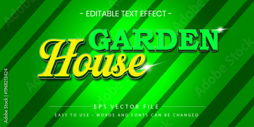 Garden House Editable Text Effect EPS Vector