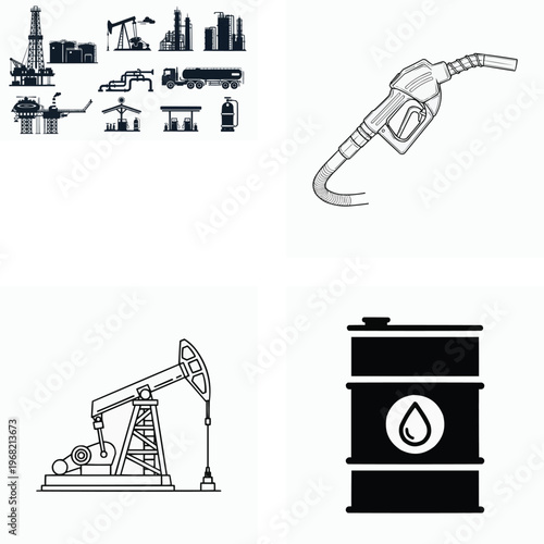 Oil industry related icons and equipment for energy and fuel concepts  industrial symbols