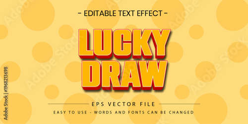 Lucky Draw 3D Text Effect Yellow Orange Vector
