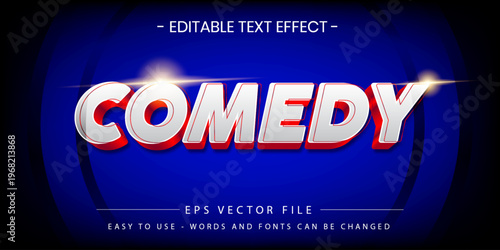 Comedy Entertainment Text Effect Blue Background