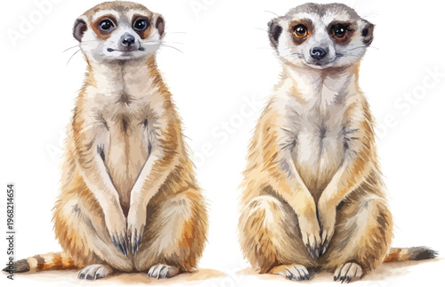 Watercolor Meerkat Clipart, Desert Creature Illustration, Isolated on White