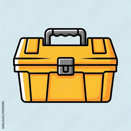 Yellow tool box with handle.