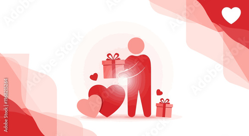 Person Giving Gifts and Hearts, Love and Generosity Concept