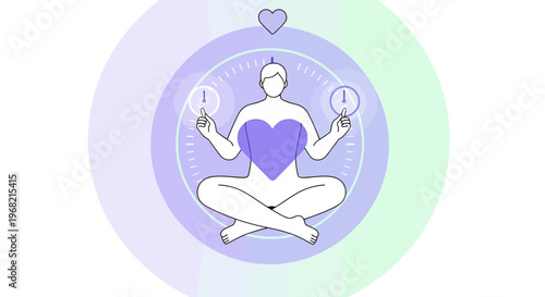 Person Meditating with Heart Chakra, Inner Peace, Balance, and Mindfulness