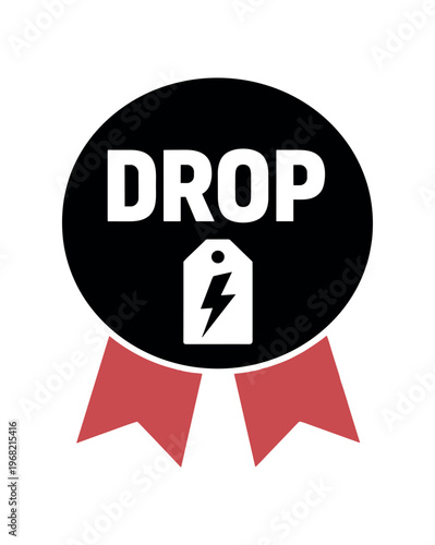 Price drop badge icon. discount, sale, clearance, price tag, flash deal, savings, markdown. flat vector illustration isolated on white background.