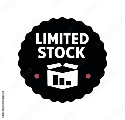 Limited stock badge. limited stock, box, inventory, sales, scarcity, clearance. flat vector illustration isolated on white background.